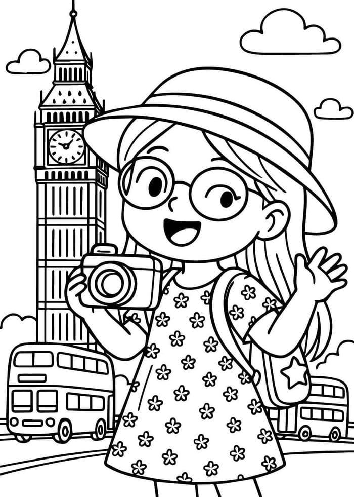 hình tranh tô màu bạn gái đeo kính cận