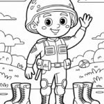 hình tranh tô màu chú bộ đội mỉm cười