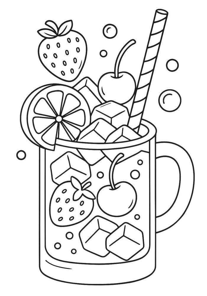 hình tranh tô màu cốc nước cho bé 5-6 tuổi