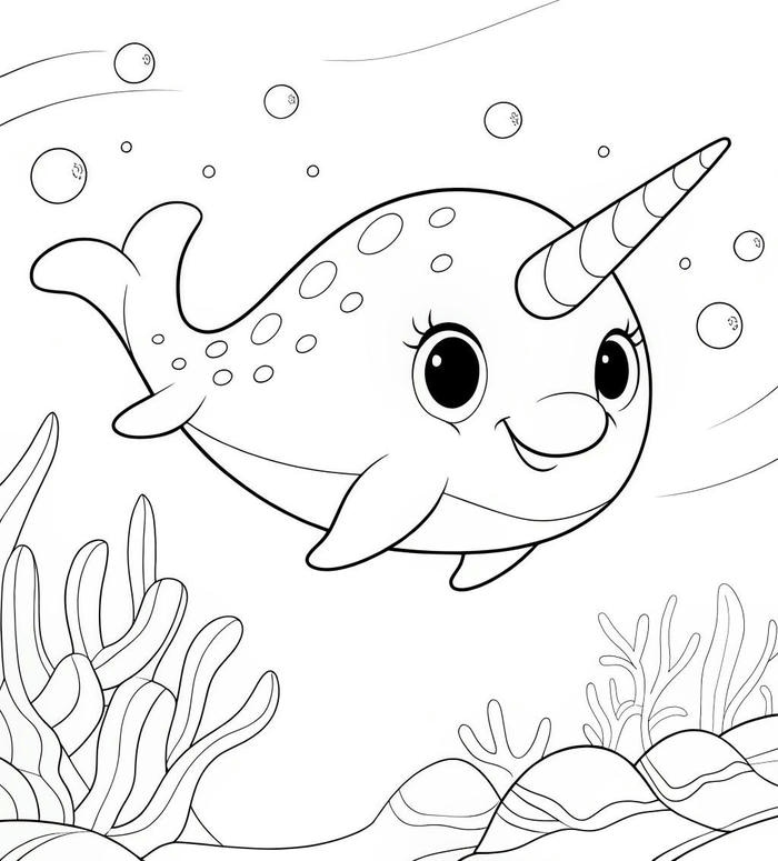 hình tranh tô màu con cá biển xanh