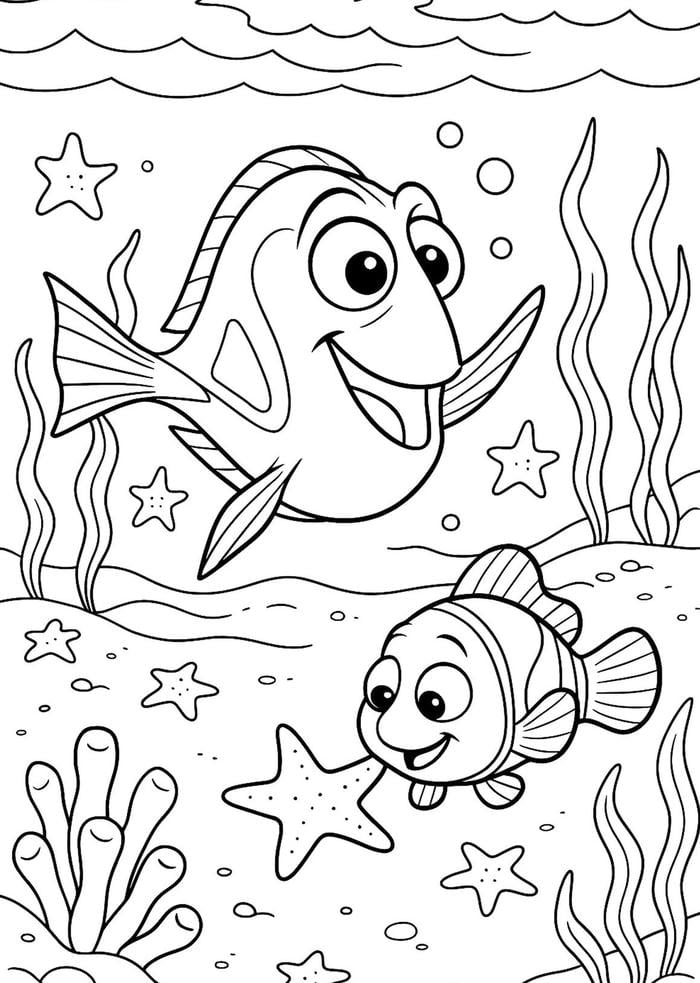 hình tranh tô màu con cá đại dương