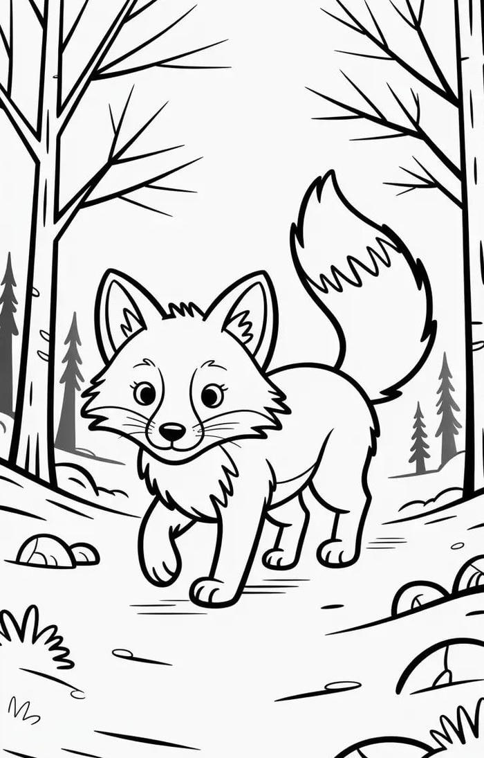 hình tranh tô màu con cáo nhỏ