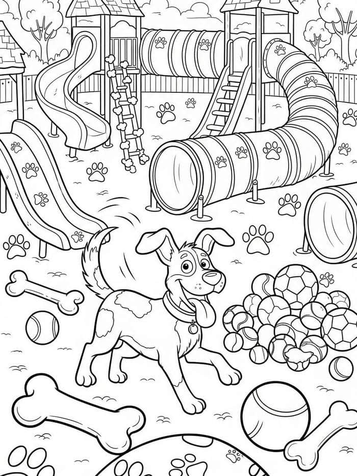 hình tranh tô màu con chó đang chạy nhảy