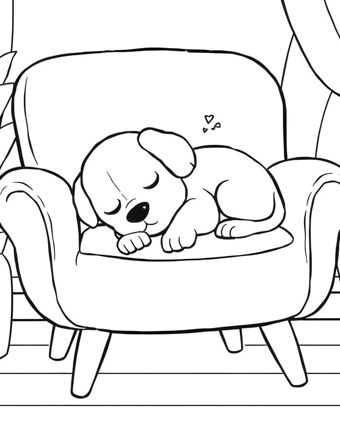 hình tranh tô màu con chó dáng nhỏ