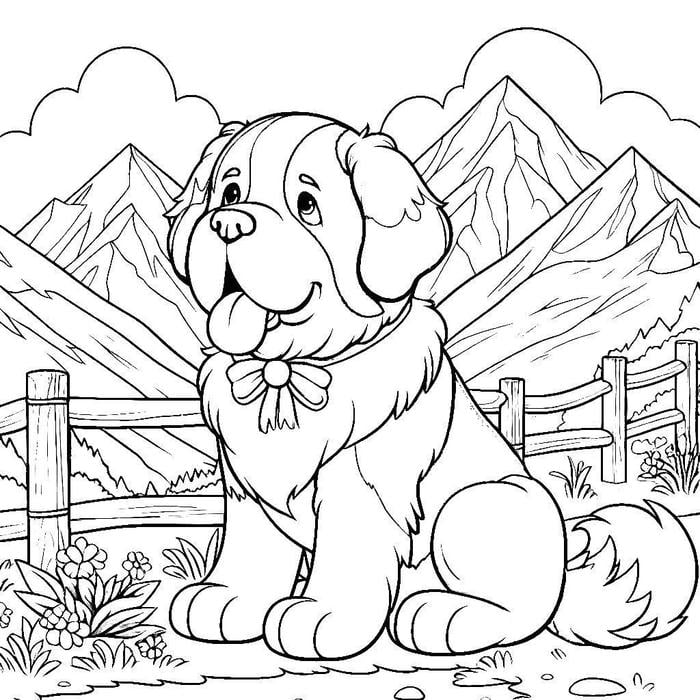 hình tranh tô màu con chó tai cụp