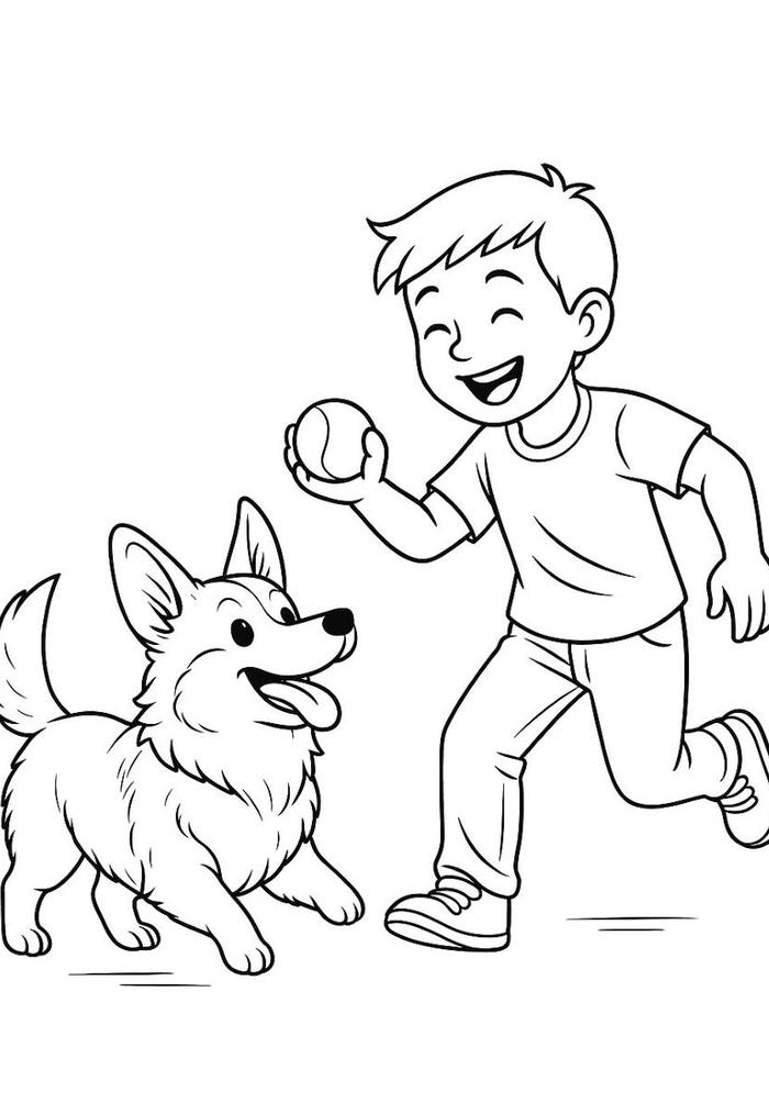 hình tranh tô màu con chó vẫy đuôi