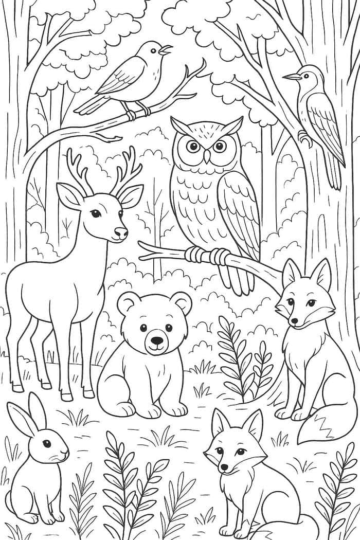hình tranh tô màu con vật rừng dùng dạy học