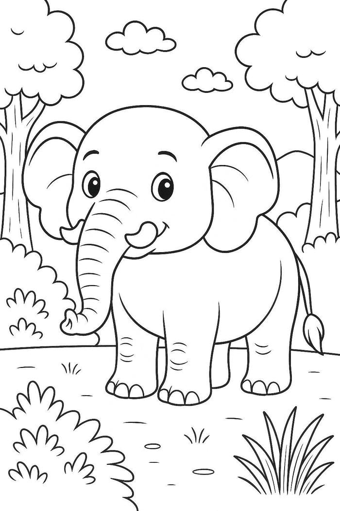 hình tranh tô màu con vật rừng rậm