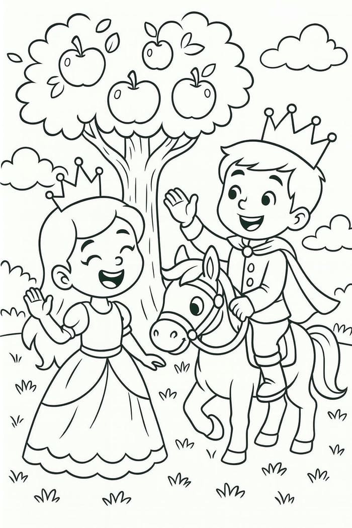 hình tranh tô màu công chúa và hoàng tử