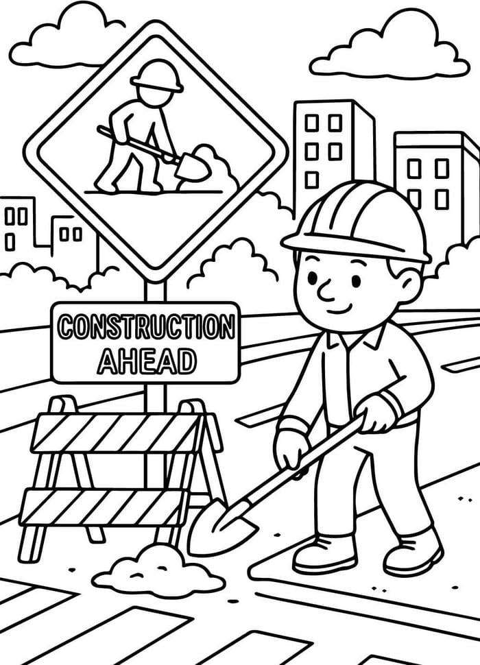 hình tranh tô màu công nhân lao động