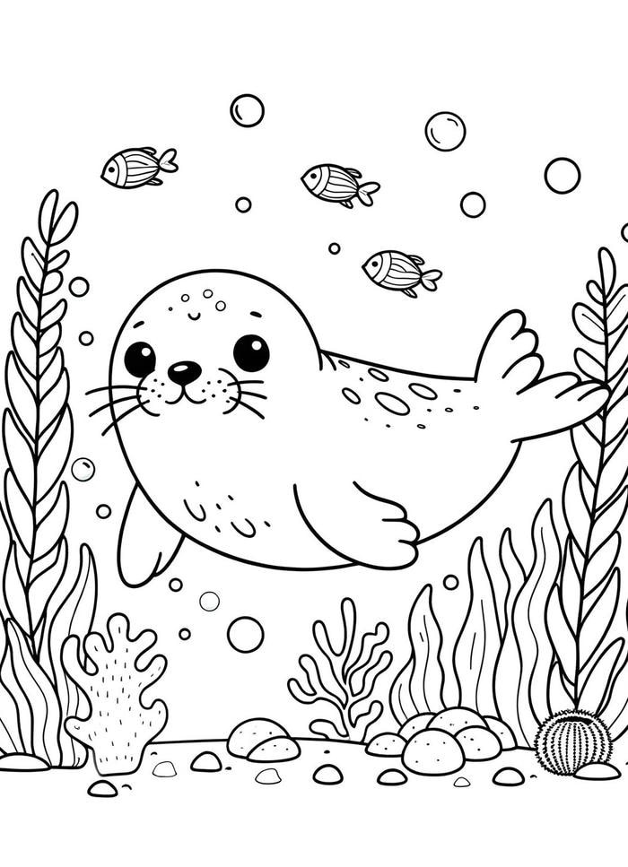 hình tranh tô màu động vật dưới nước
