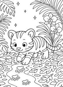 hình tranh tô màu hổ con