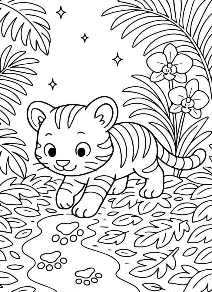 hình tranh tô màu hổ con