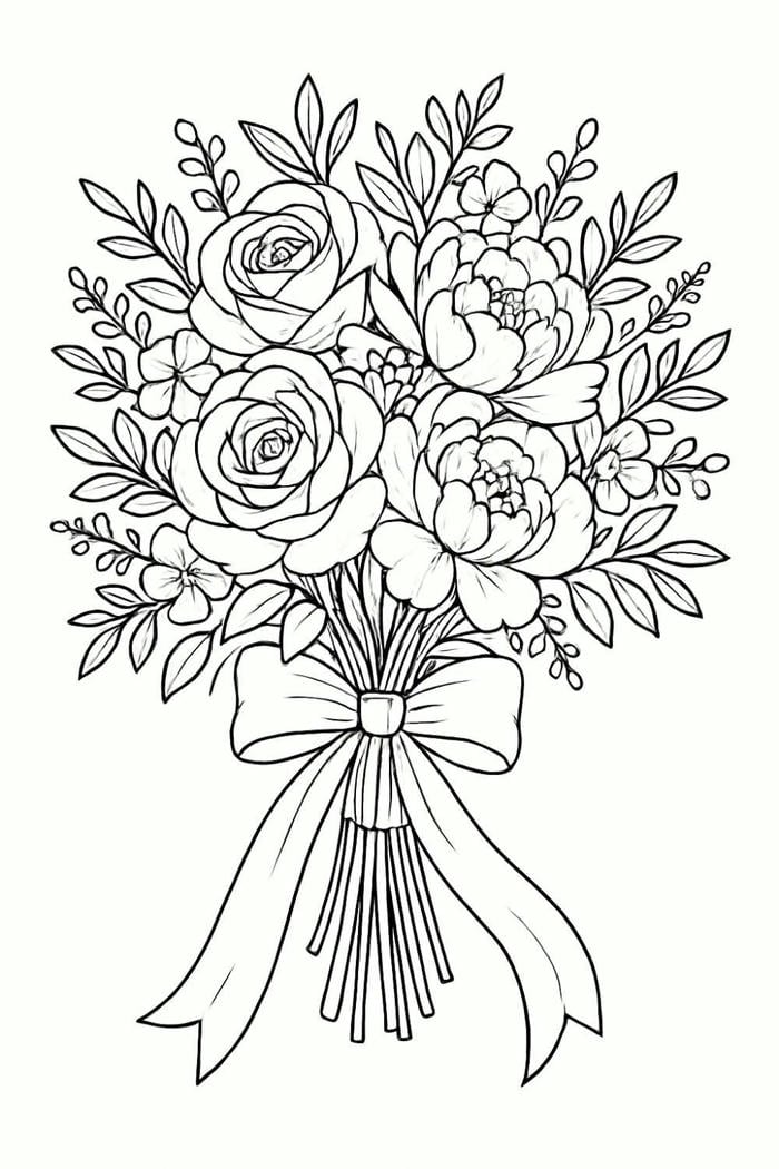 hình tranh tô màu hoa cầm tay