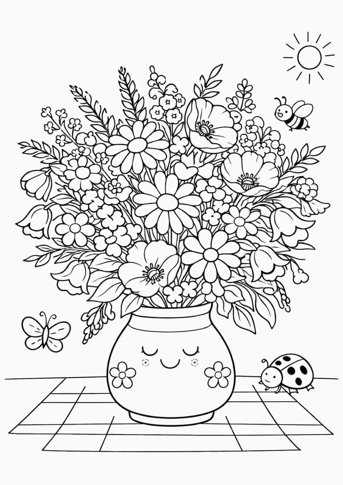 hình tranh tô màu hoa có lá