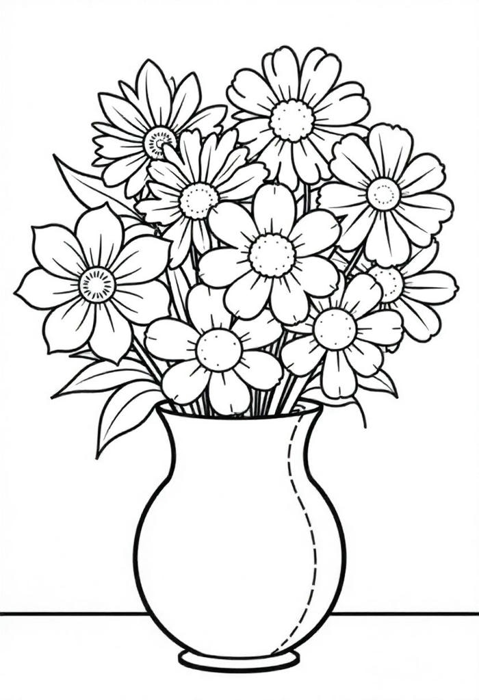 hình tranh tô màu hoa nhụy nổi giữa