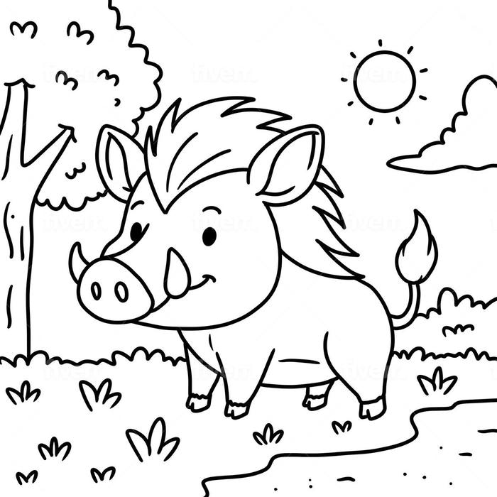 hình tranh tô màu lợn rừng