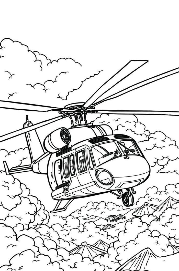 hình tranh tô màu máy bay bánh trước
