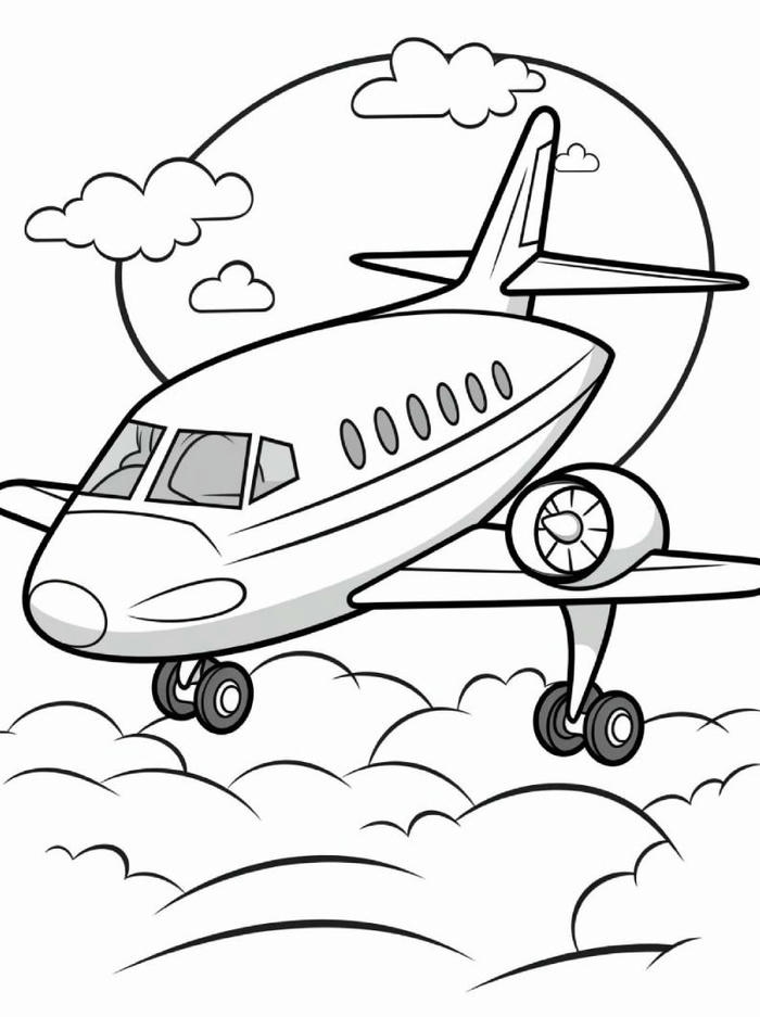 hình tranh tô màu máy bay hai cánh