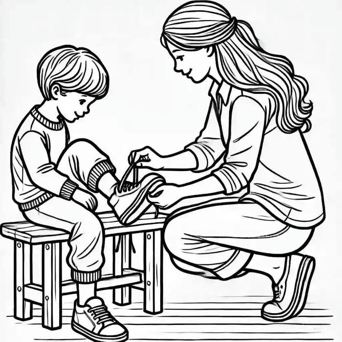 hình tranh tô màu mẹ chăm sóc con