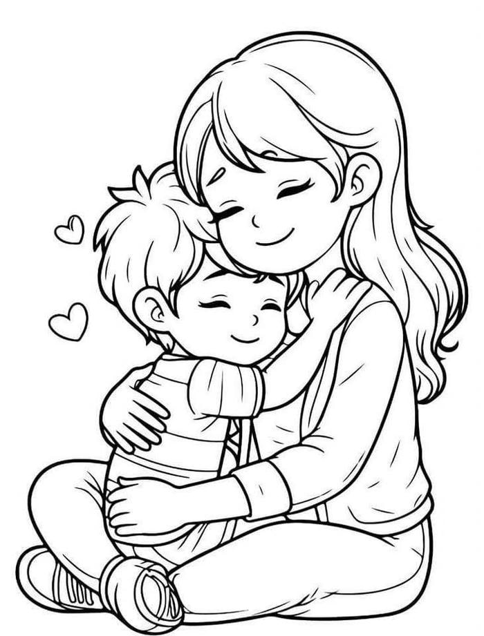 hình tranh tô màu mẹ dịu dàng yêu thương