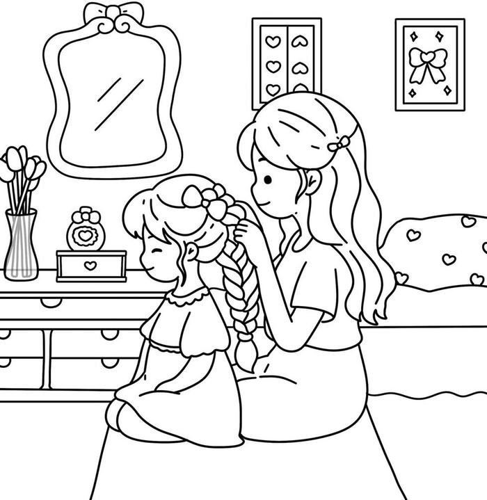 hình tranh tô màu mẹ hiền hậu