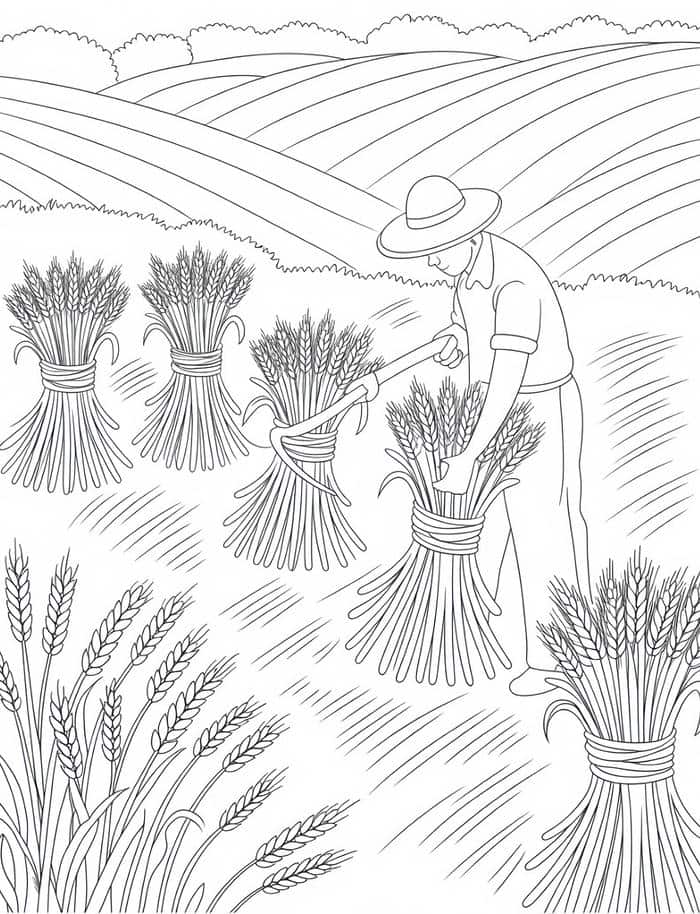 hình tranh tô màu nghề nông thôn Việt Nam