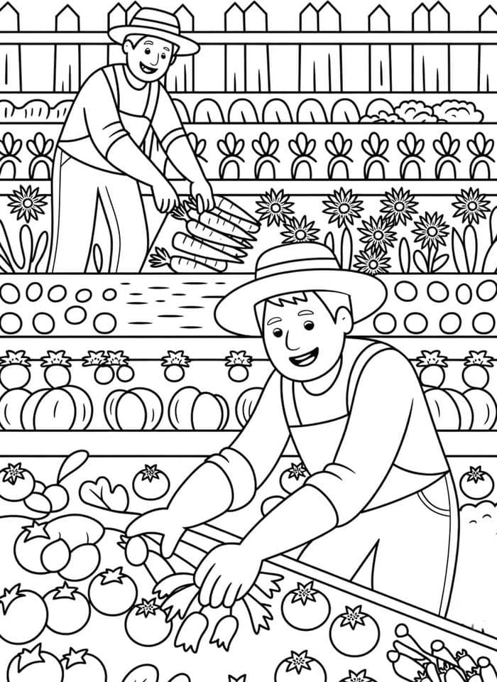hình tranh tô màu nghề trồng trọt