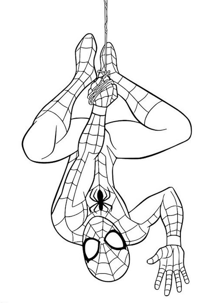 hình tranh tô màu người nhện đu tơ