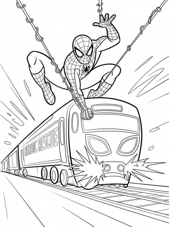 hình tranh tô màu người nhện hoạt hình