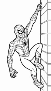 hình tranh tô màu người nhện leo tường