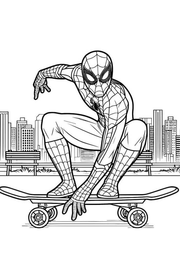 hình tranh tô màu người nhện sẵn sàng chiến đấu