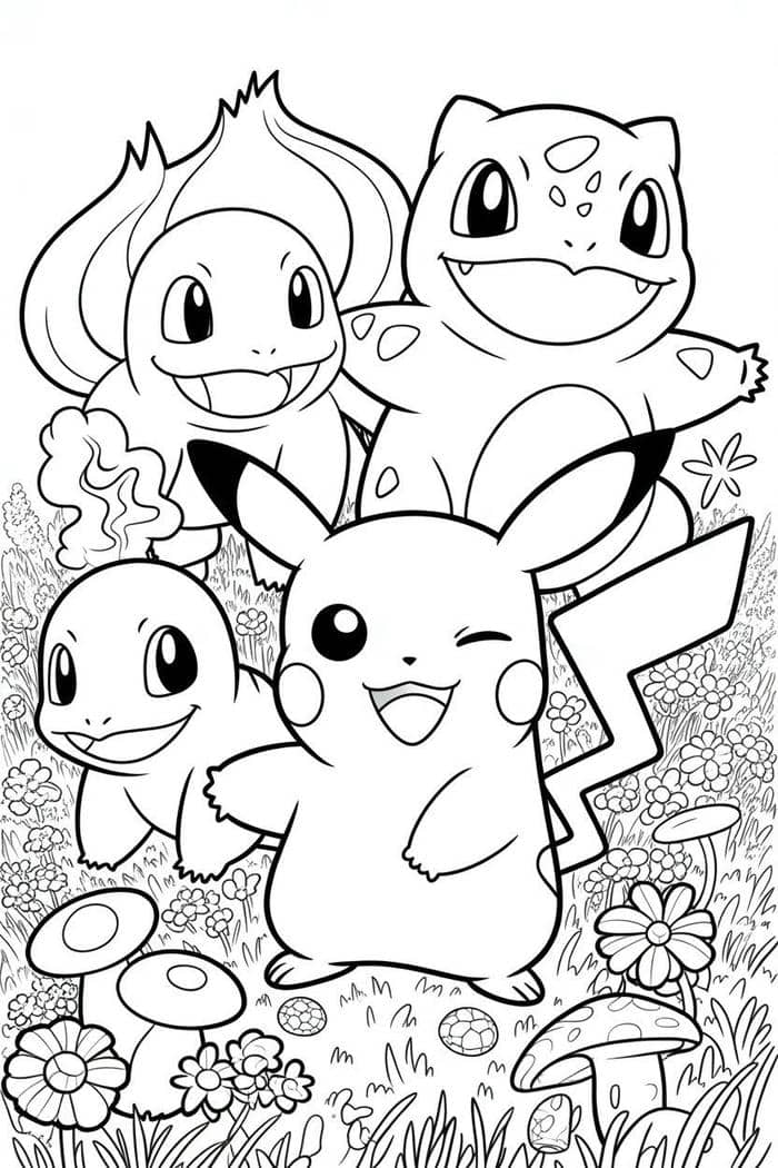 hình tranh tô màu pokemon hoạt hình