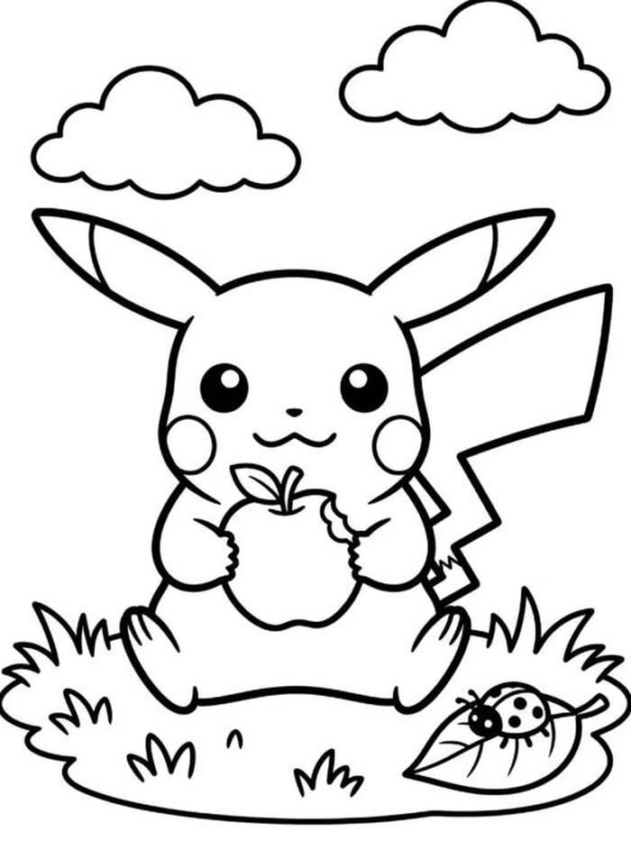 hình tranh tô màu pokemon ít chi tiết nhỏ