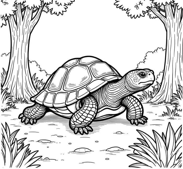 hình tranh tô màu rùa trong rừng