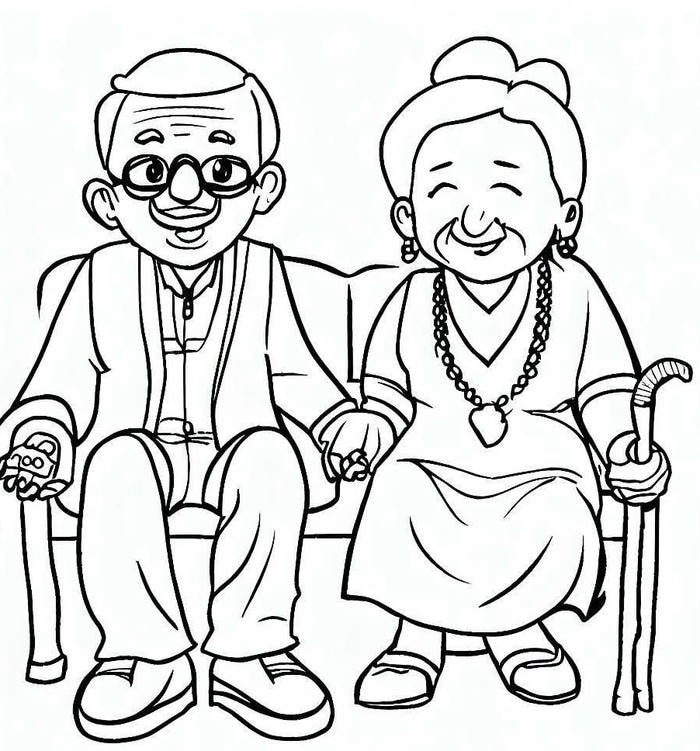 hình tranh tô màu về chủ đề ông bà