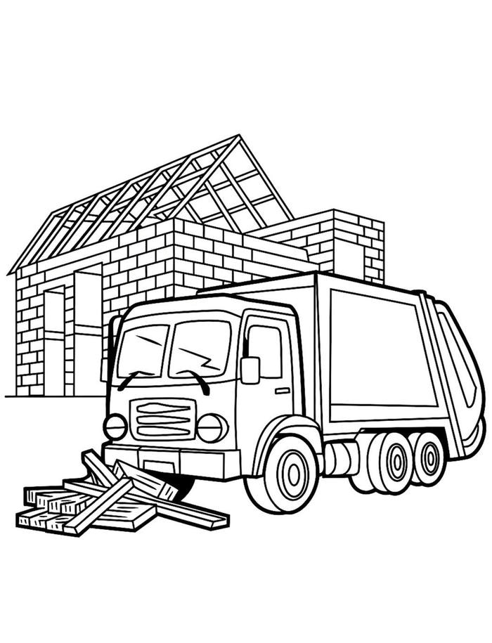 hình tranh tô màu xe tải chở vật liệu