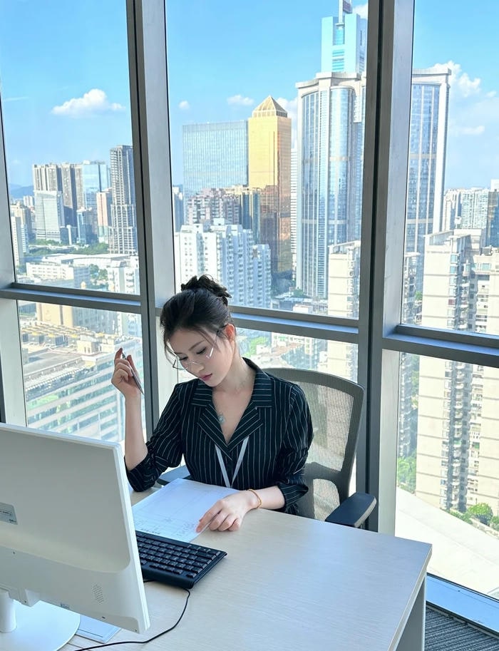 phong thái công sở ảnh gái văn phòng