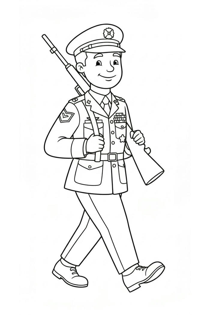 tô màu chú bộ đội giáo dục lòng yêu nước