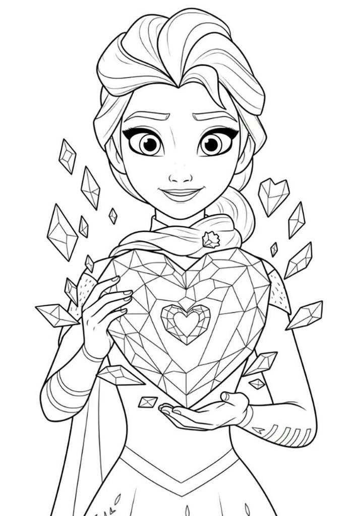 tô màu công chúa elsa và trái tim băng giá