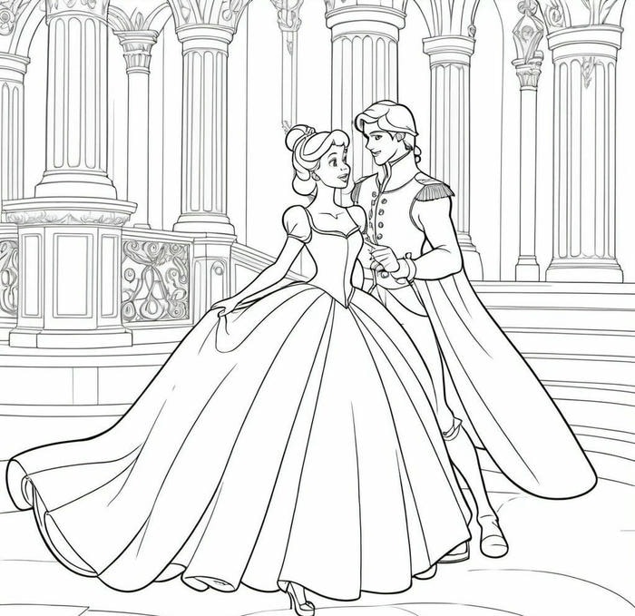 tô màu công chúa và hoàng tử khiêu vũ