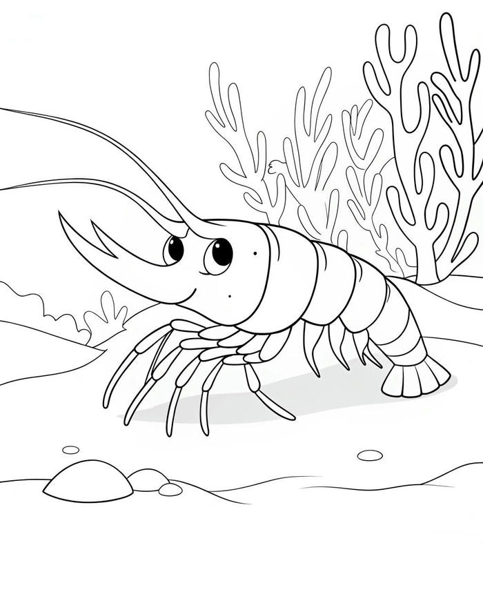 tô màu tôm dưới lòng đại dương xanh