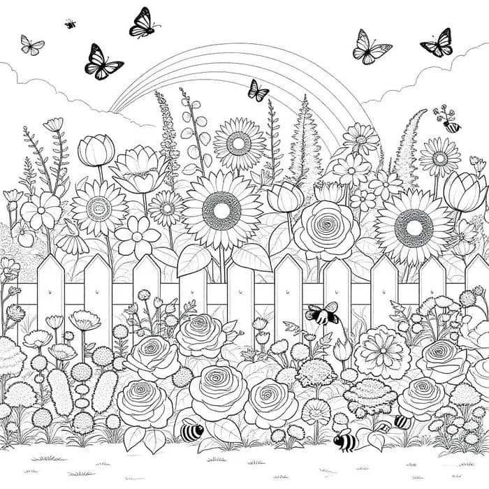 tranh tô khu vườn các loại hoa