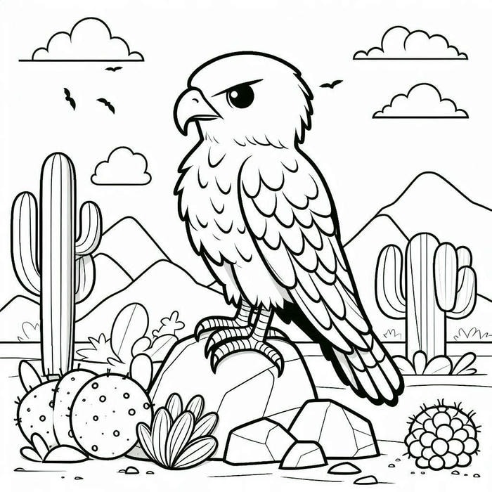 tranh tô màu chim đại bàng cho bé 5-6 tuổi