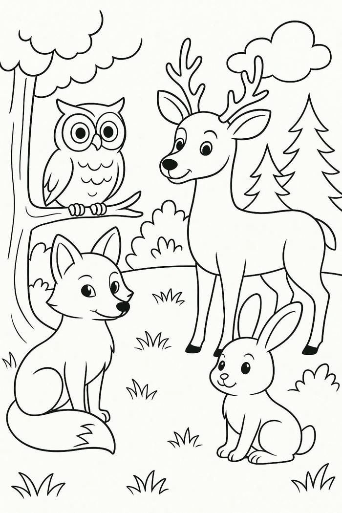 tranh tô màu con vật hoang dã trong rừng