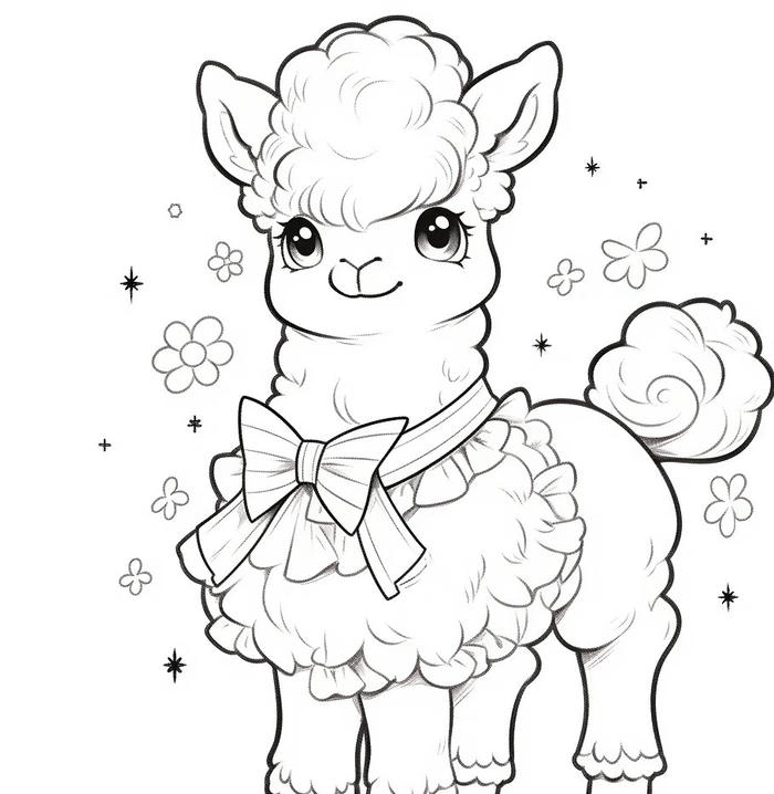 tranh tô màu con vật lạc đà alpaca