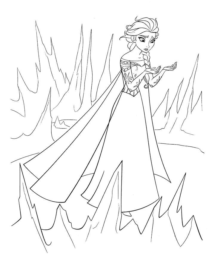 tranh tô màu công chúa elsa hoảng sợ