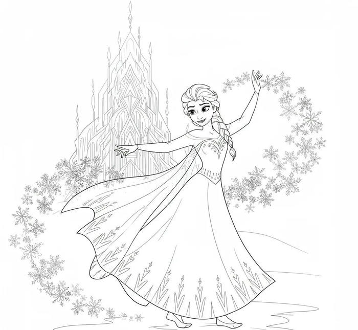 tranh tô màu công chúa elsa xinh xắn