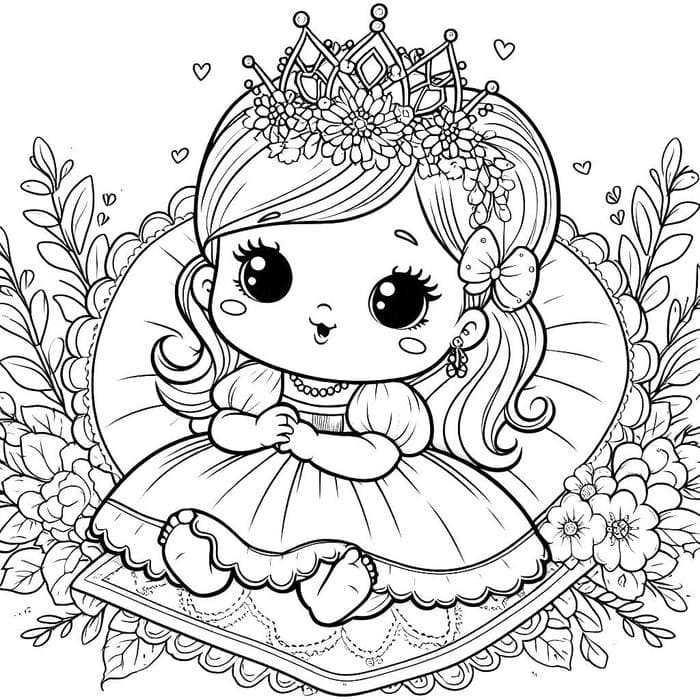 tranh tô màu công chúa lúc nhỏ