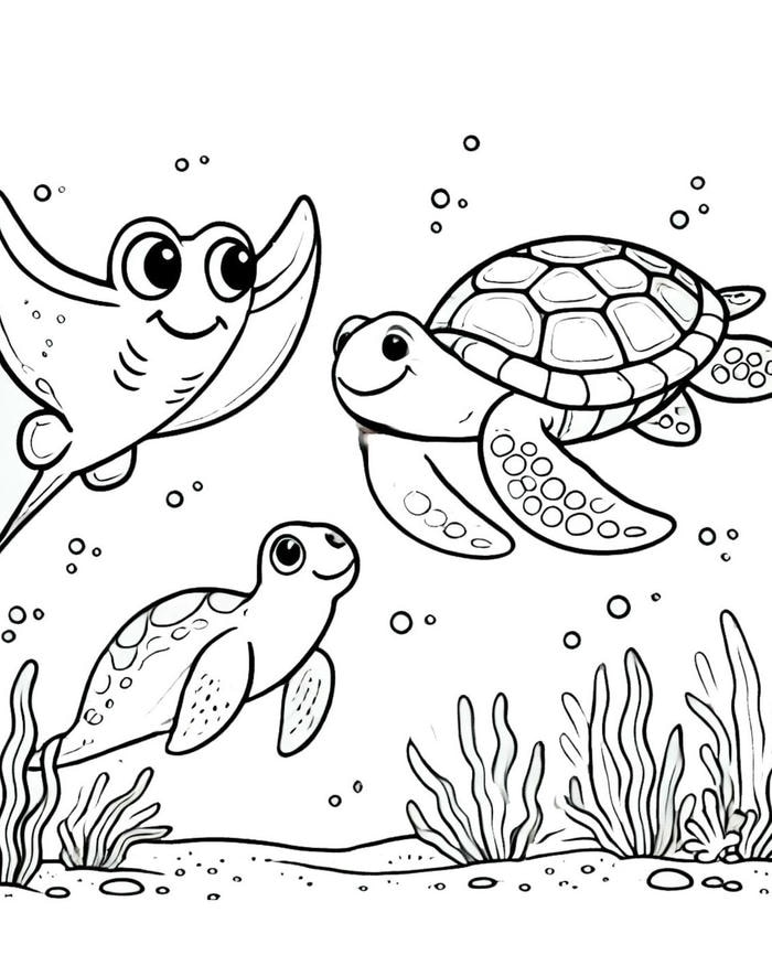 tranh tô màu dưới đại dương cho bé 5-6 tuổi